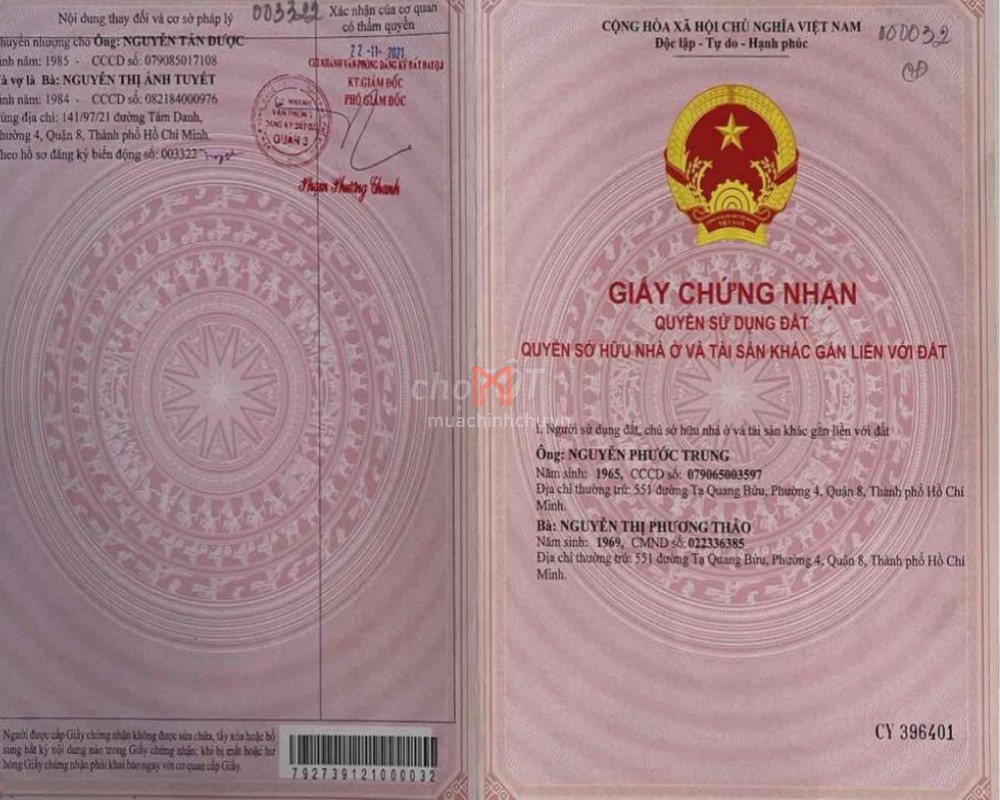 Nhà bán Quận 8 dt 52.6 met vuong