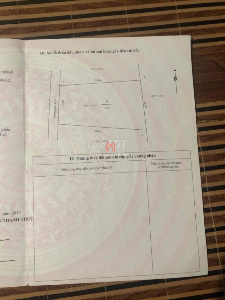 bán Đất Thanh Thuỷ dt 750 m2