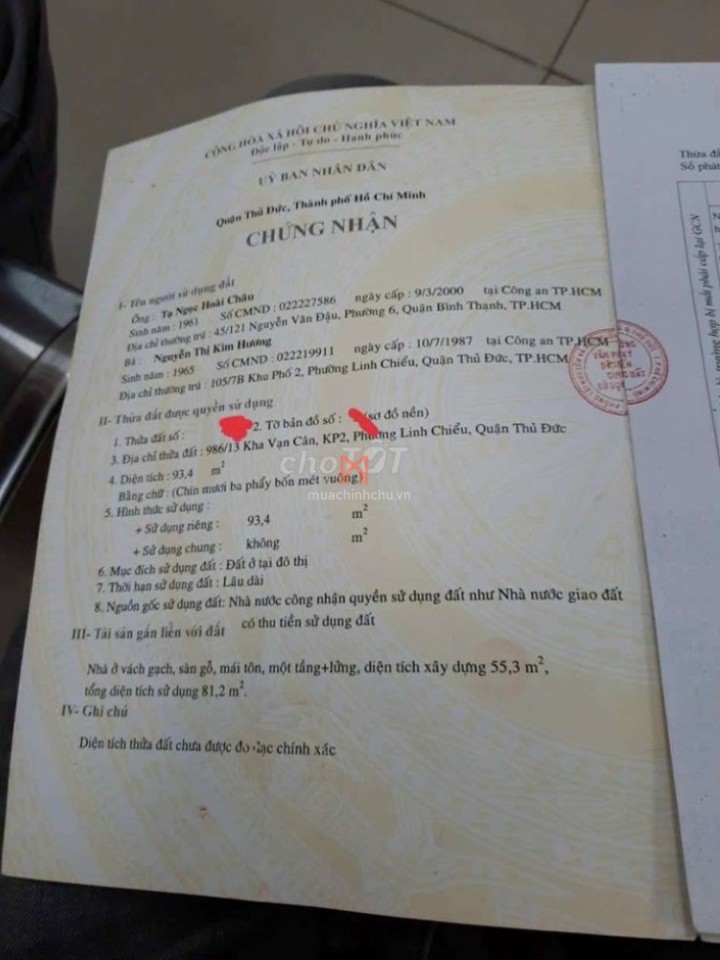 Nhà bán Phường Linh Chiểu hướng Tây