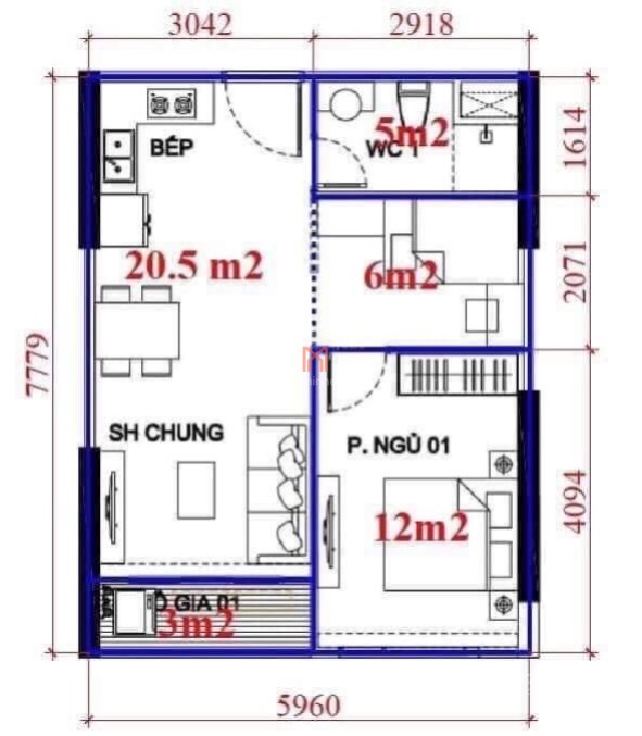 chung cư bán Nam Từ Liêm dt 46 m2
