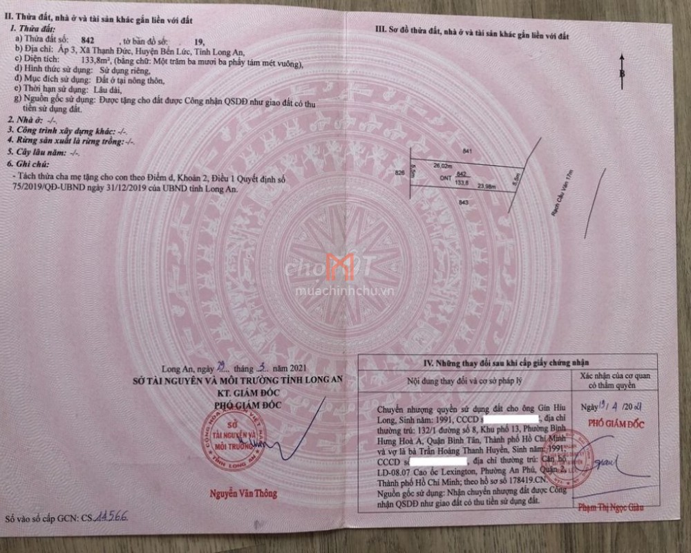 Đất bán Xã Thạnh Đức