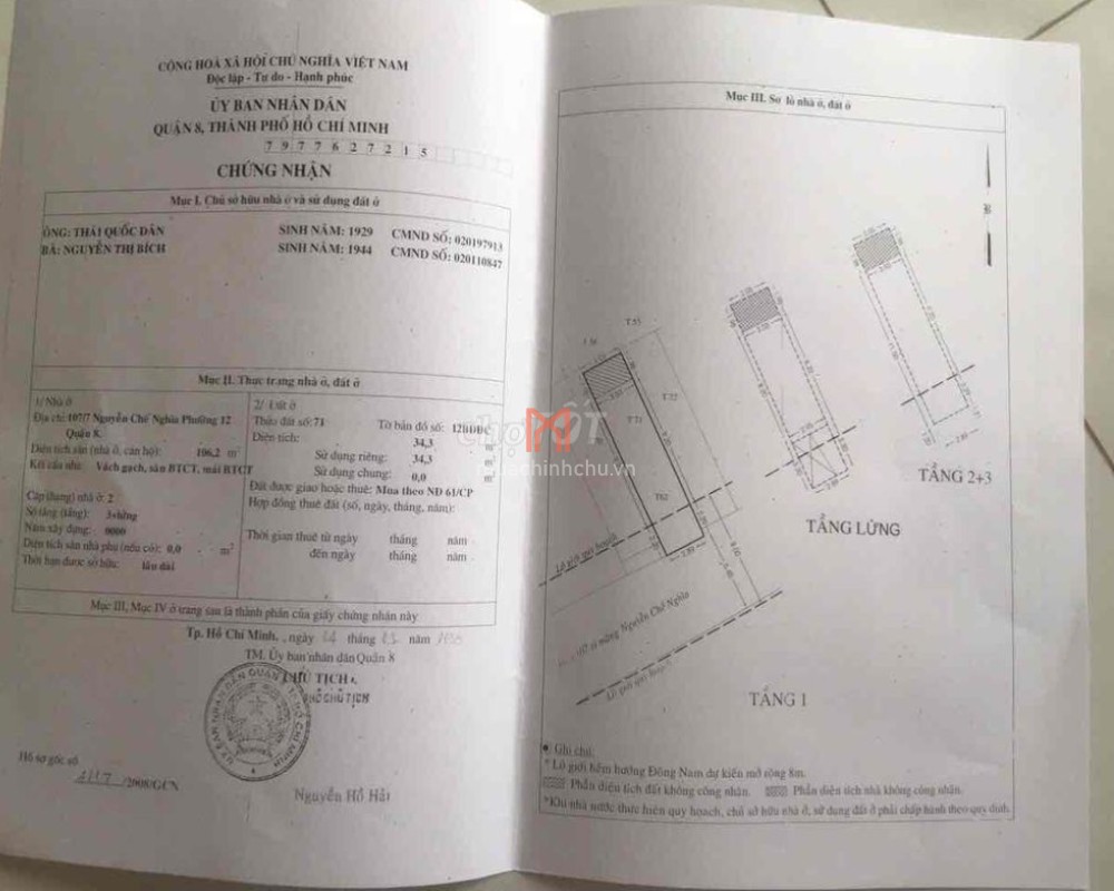 Nhà bán Quận 8 diện tích 34.3 m