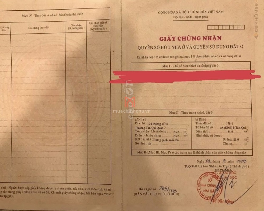 Nhà bán Q 7 area 63.7 m