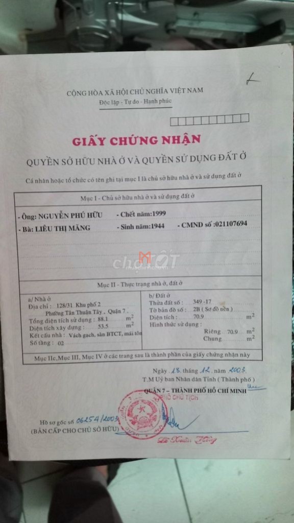 Nhà bán Phường Tân Thuận Tây