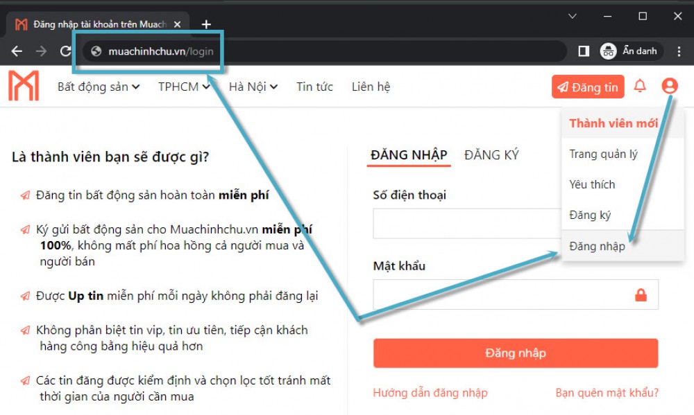 dang nhap muachinhchu.vn
