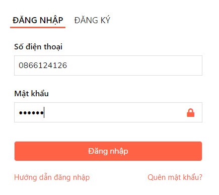 đăng nhập lại bằng mật khẩu mới