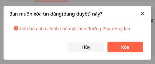 xác nhận việc xóa tin